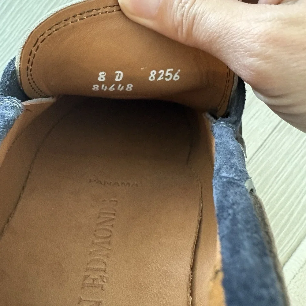 Allen Edmonds Panama Men's Size 8 D Boat Shoes Blue Gray Mix Natural Leather NEW